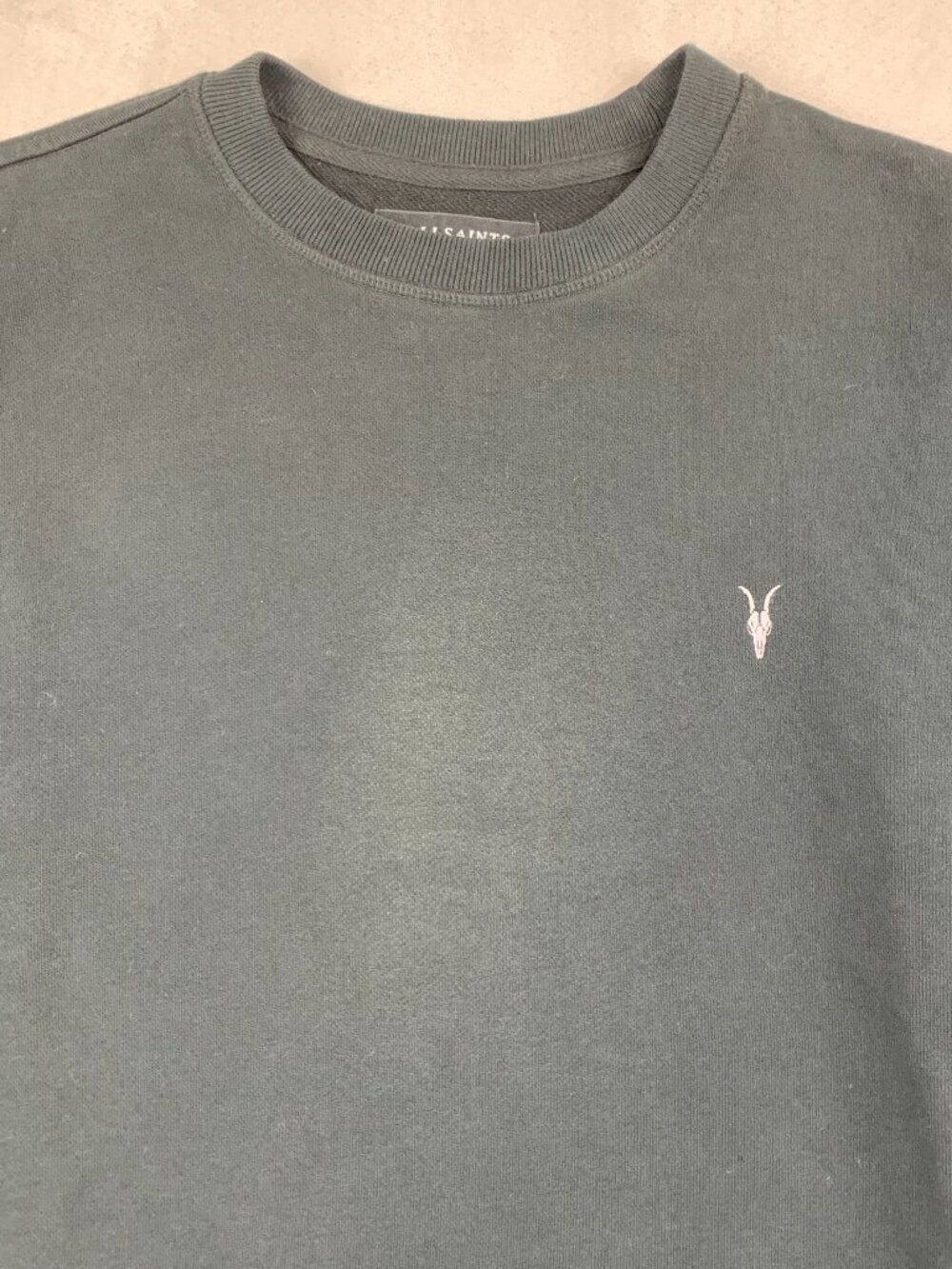 AllSaints Mens Sweater XS Black Raven Crewneck Pullover Sweatshirt Long Sleeve - Picture 2 of 8